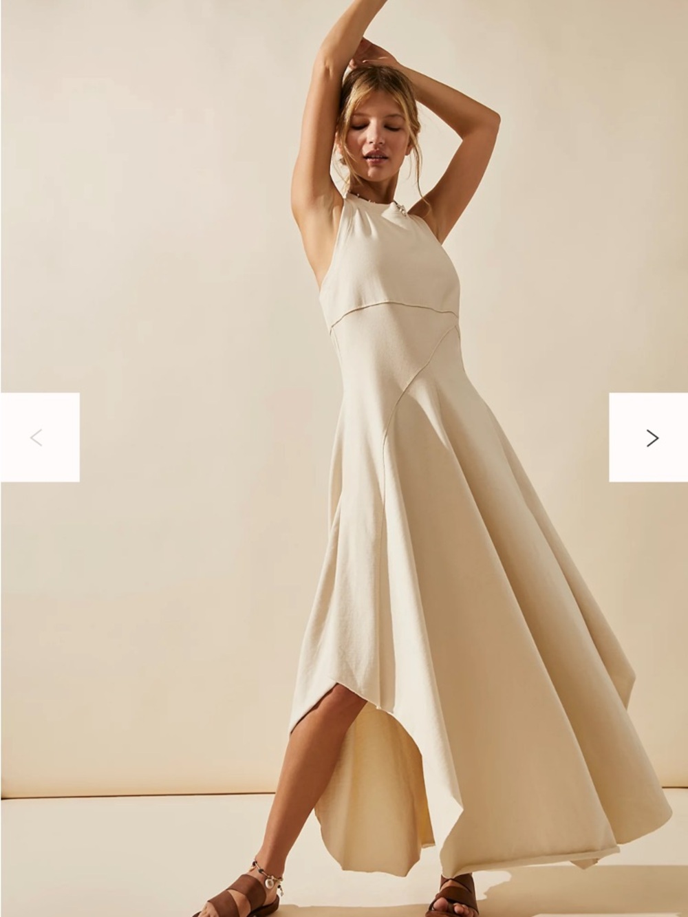 Free People Cream Halter Midi Dress